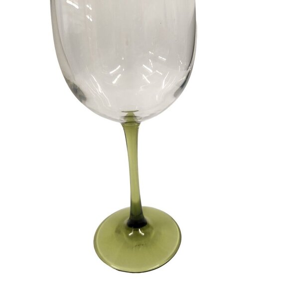 Pier 1 Clear Wine Glass With Green Stem & Base 9"x 3" - Picture 3 of 8